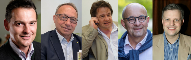 Die Spitzenkandidaten im Bezirk Horn (v. li.): Franz Linsbauer (ÖVP), Josef Wiesinger (SPÖ), Klemens Kofler (FPÖ), Walter Kogler (GRÜNE), Matthias Laurenz Gräff (NEOS) | Foto: Thomas Stuppacher, SPÖ, Schwameis, Emil Jovanov, Kazantzidu