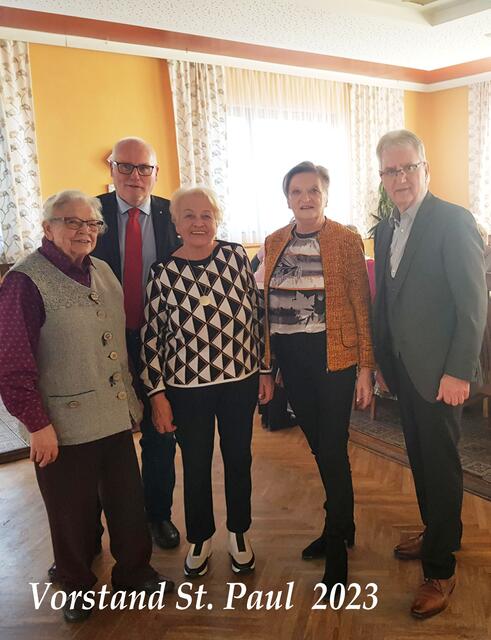 Das Führungsteam des Seniorenbundes St. Paul: Schriftführerin Notburg Zimmermann, Obmann Karl Schwabe, Obmannstellvertreterin Maria Haller und Kassierin Elisabeth Schober, mit Bezirksobmann Albert Wutscher (von link) | Foto: Privat