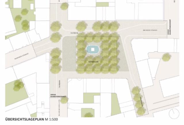 Der Übersichtsplan für den Bozner Platz Neu., die Bäume hat die Stadt schon reserviert. | Foto: Stadt Innsbruck