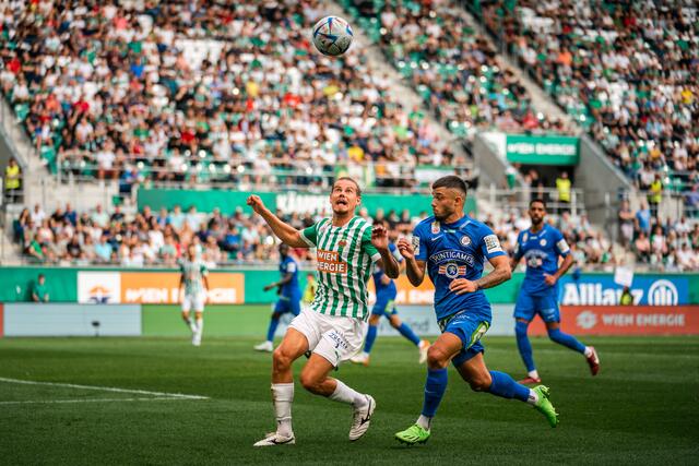 Der Grün-Weiße Patrick Greil war schon bei der ersten Partie dieser Saison dabei, als Rapid mit 2:1 in der Allianz Arena gegen Sturm Graz verlor. | Foto: GEPA pictures/ Wien Energie