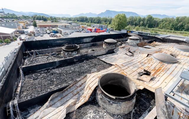 Der Alpenrind Schlachthof nach dem Feuer. | Foto: Magistrat Salzburg/Killer