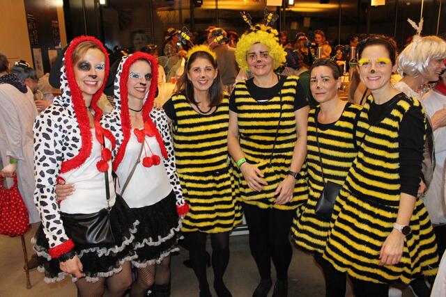 Die Dalmatinerinnen im Bild  mit den fleissigen Bienen