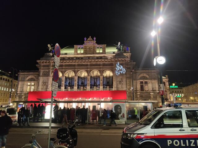 Die Klimaaktivisten projizierten auch Flammen auf die Fassade der Wiener Staatsoper. | Foto: System Change not Climate Change