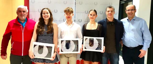 Die Ohlsdorfer „Abordnung” in Eferding, v. l.: Sportunion-Ohlsdorf-Obmann-Kandidat Ernst Pesendorfer, die drei Jugend-Staatsmeister Sarah Dlapka, Lorenz Windauer, Hanna Gillesberger, Trainer und Betreuer Stephan Dlapka und Sektionsleiter-Stv. Hermann Schausberger. | Foto: Sportunion Ohlsdorf