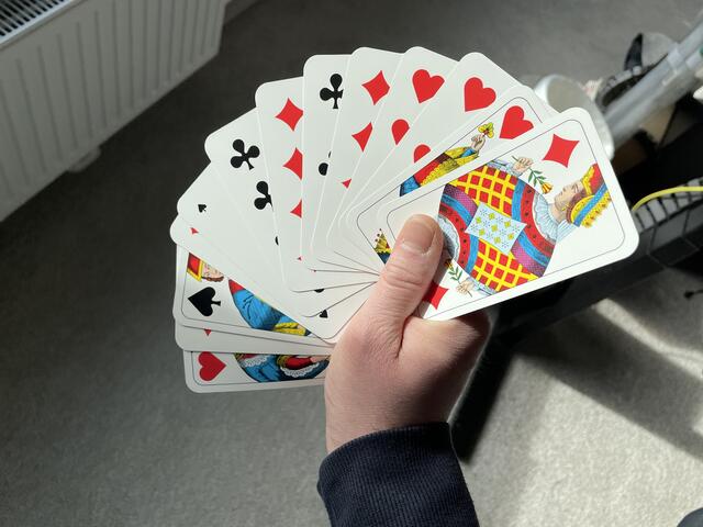 Bridge ist ein Stichspiel, bei dem jeder Spieler 13 Karten erhält. | Foto: Martin Zimmermann