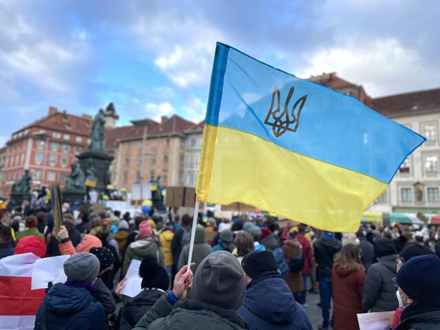 Am 24. Februar jährt sich der russische Überfall auf die Ukraine. Auch die Stadt Graz hat sich engagiert, um geflüchtete Menschen zu unterstützten. | Foto: MeinBezirk.at