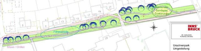 Planung für Ursulinenpark neu mit Fitnessmeile und Kleinkinder Spielplatz | Foto: Stadt Innsbruck