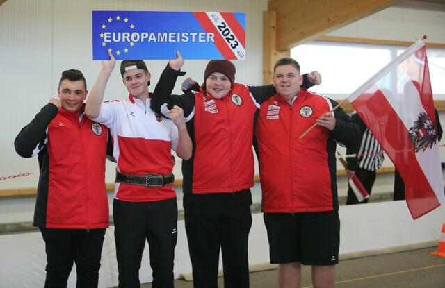 Elias Brodtrager, Johannes Berger, Maximilian Moser, Maximilian Koller holten U16-Goldmedaille für Österreich. | Foto: Franz Taucher