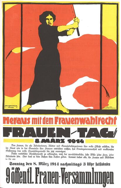 Der internationale Frauentag wurde 1914 erstmals am 8. März begangen. Im Bild: Plakat zum ersten internationalen Frauentag von Karl Maria Stadler.  | Foto: Karl Maria Stadler
