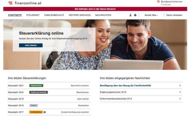 Mehr als 80 Prozent aller Steuerzahlerinnen und Steuerzahler nutzen bereits FinanzOnline für den Steuerausgleich.  | Foto: Screenshot