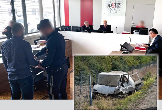 In Handschellen vorgeführt wurde der tschetschenische Unfall-Lenker. | Foto: Heigl/Lenger