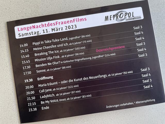 Diese 10 Filme sind am 11. März im Metropolkino, anlässlich der langen Nacht des Frauenfilms zu sehen.  | Foto: Martina Obertimpfler 