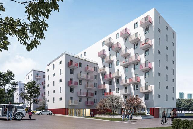 Das Gebäude wird StudentInnenzimmer, Serviced Apartments, Shop-und Büroflächen beherbergen. | Foto: Visualisierung: ZOOM VISUAL PROJECT GMBH