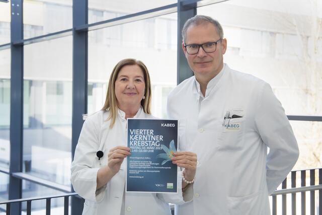 Oberärztin Dr. Ursula Pluschnig und Prim. Dr. Wolfgang Eisterer freuen sich auf viele Besucher beim 4. Kärntner Krebstag – diesmal in der Messehalle 5. | Foto: KABEG/Hitzberger 