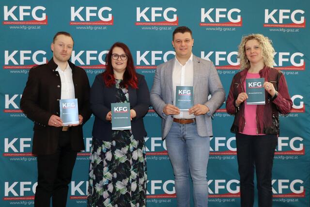 Stadträtin Claudia Schönbacher und Klubobmann Alexis Pascuttini (Mitte) stellten mit Gemeinderat Michael Winter und Gemeinderätin Astrid Schleicher indessen ihren "KFG" vor. | Foto: KFG