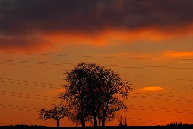 Sonnenuntergang in Kematen am Innbach am 13.2.2023