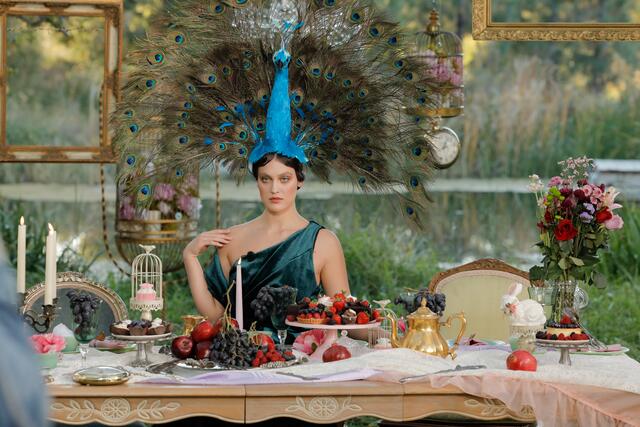 Elegant wie ein Pfau. Der riesige Hut stellt für Leona (21, Großheubach) beim Fotoshooting keine Schwierigkeit dar. | Foto: ProSieben/Richard Hübner