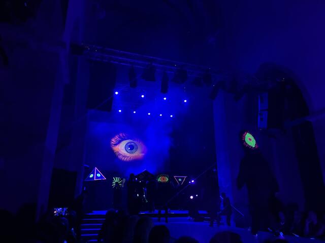 Augen: Die 3AHLW stellte selbst aufwändige Masken her und zeigt damit eine kreative und ironische Auseinandersetzung mit den Themen "Beobachten" und "Überwachen". | Foto: sg