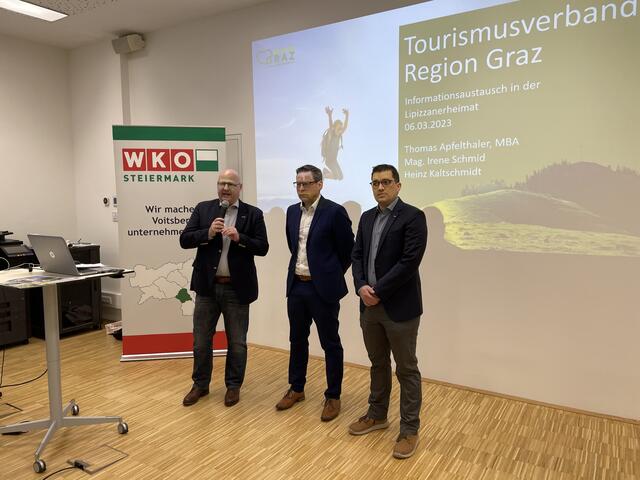 Peter Sükar und Lukas Kalcher waren Gastgeber einer Präsentation des Tourismusverbandes. | Foto: Almer