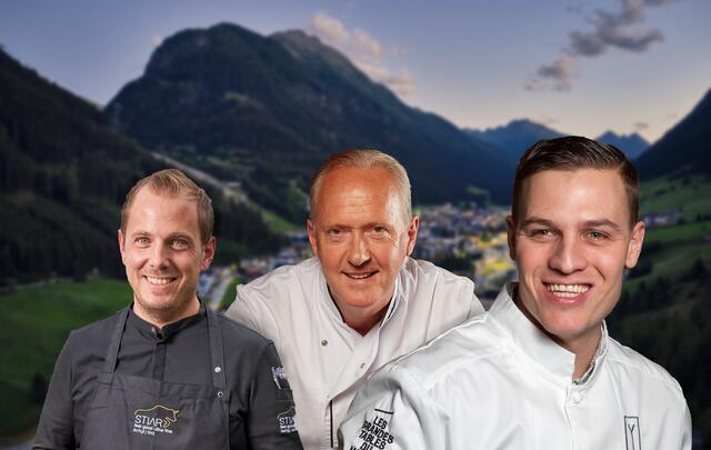 Nr. 1 Tirols ist Benjamin Parth mit seinem Gourmetrestaurant Stüva (98 Punkte / 5 Sterne), gefolgt von der Paznaunerstube von Martin Sieberer (95 Punkte / 5 Sterne) und dem Stiar von Gunther Döberl (94 Punkte / 4 Sterne) - (v.r.n.l.). | Foto: TVB Paznaun – Ischgl
