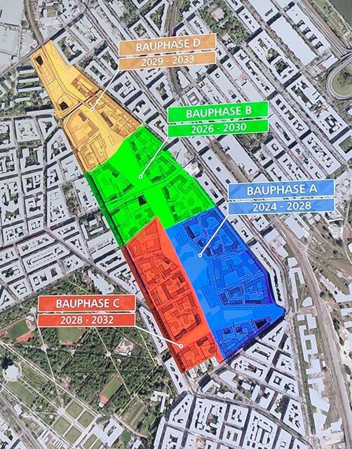Ab 2024 soll die Bebauung am Nordwestbahnhof startet, welche in mehreren Phasen geplant ist. | Foto: Stadt Wien