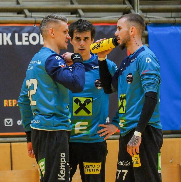Die Leobener Torhüter: Aistis Pazemeckas, Daniel Bautista, Daniel Reiter (v.l.). | Foto: Sportunion Leoben
