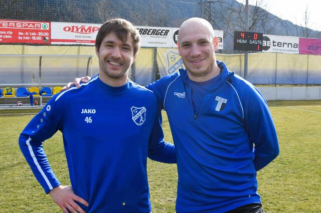 Treffpunkt Torhüter im Innstadion Möt - David Stöckl (li., SPG Silz/Mötz) und Lukas Tauber (re., FC Kufstein) waren beide schon beim SV Wörgl und beim FC Kufstein im Einsatz. | Foto: Schwaighofer