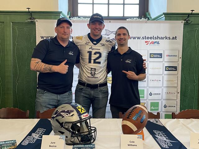 Head Coach Jure Bezica, Quarterback Slade Jarman und Offensive Coordinator Cole Williams wollen in der AFL für Furore sorgen. | Foto: BRS
