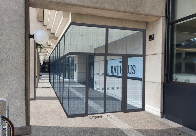 So wird künftig der Haupteingang samt Sicherheitsschleuse des Neuen Rathauses aussehen. | Foto: Stadt Linz