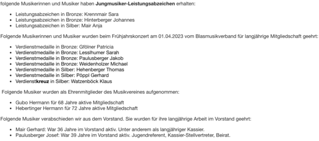 Diese Musikerinnen und Musiker erhielten eine Ehrung.