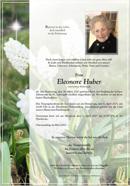 Eleonore Huber ✝︎ 30. März 2023