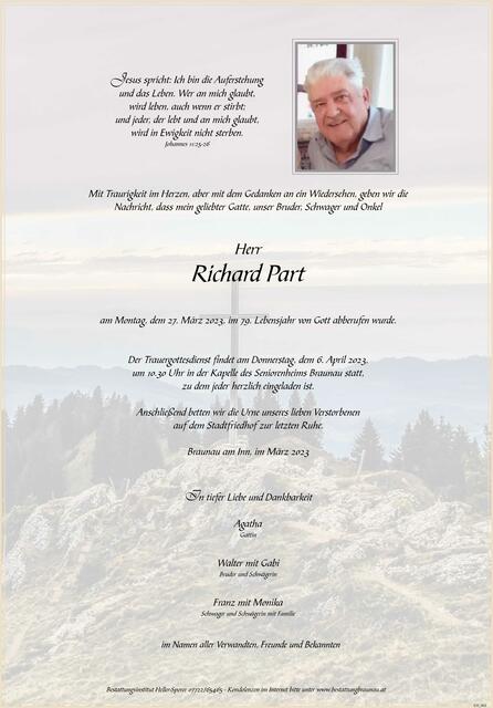 Richard Part ✝︎ 27. März 2023