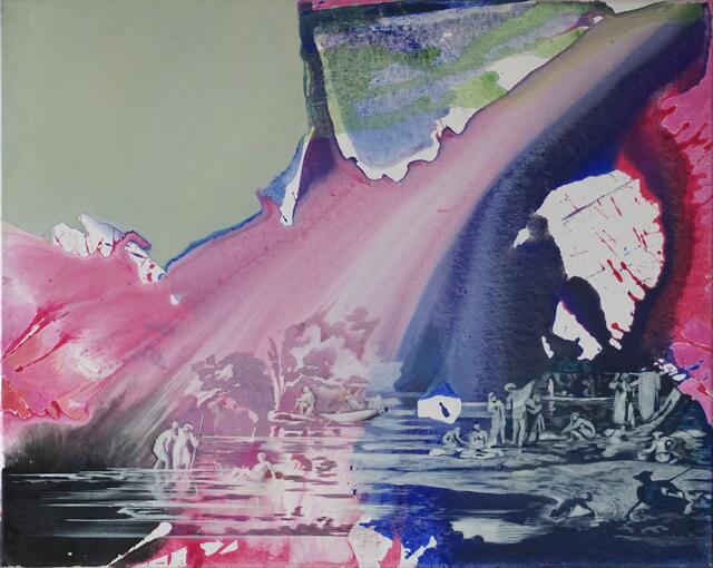 Badelandschaft, Erlaufsee, 2015, Öl/Lwd, 60x75 cm  | Foto: Richard Jurtitsch