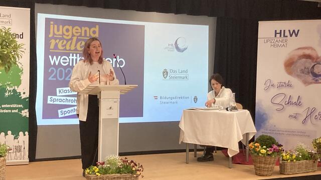 Anna Nestelberger überzeugte die Jury in ihrer zehnminütigen Rede. | Foto: BRG/BORG Feldbach
