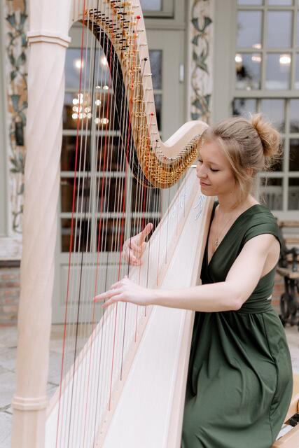 Für Musikuntermalung sorgt die Harfenistin Petra Mallin. | Foto: Melan Rutschek