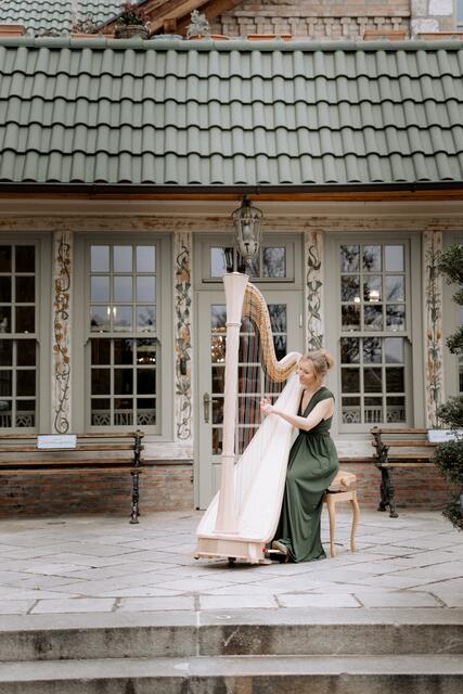 Für Musikuntermalung sorgt die Harfenistin Petra Mallin. | Foto: Melan Rutschek