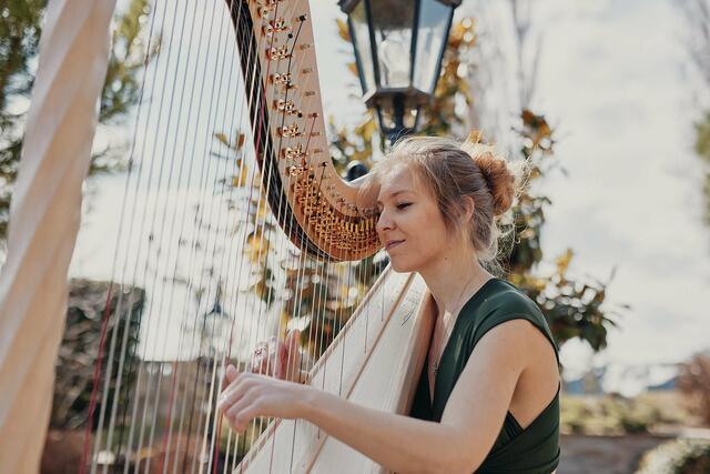 Für Musikuntermalung sorgt die Harfenistin Petra Mallin. | Foto: Gaborville