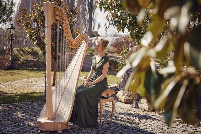 Für Musikuntermalung sorgt die Harfenistin Petra Mallin. | Foto: Daniel Taladrid