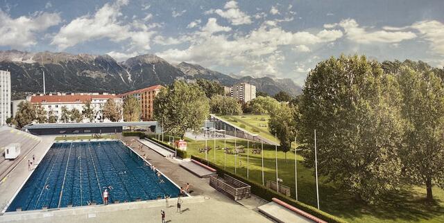 Der Blick auf die neue Schwimmhalle vom Sprungturm aus. | Foto: Foto (Studie) Bauconzept