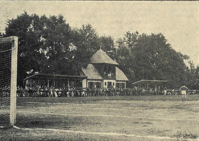 Die Jahnwiese im Jahr 1947, noch mit der Jahnhütte am Ufer der Laßnitz | Foto: DSC-Archiv