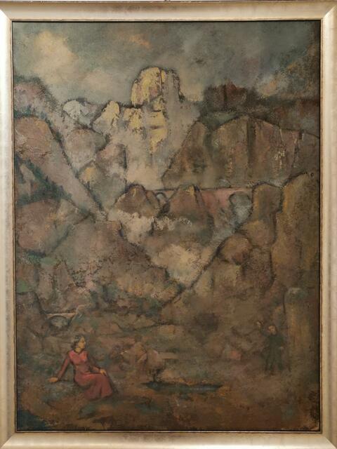 Mystische Landschaft mit Dame in rot - Camillo Kurtz | Foto: Hermine Arnold