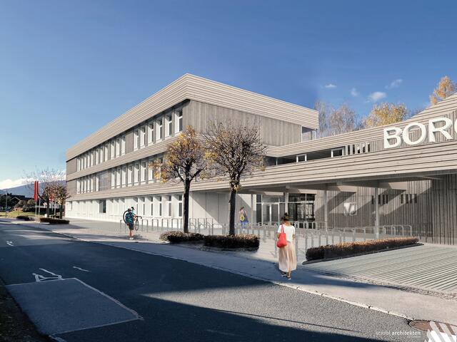 Die Visualisierung zeigt, wie das Gymnasium in Zukunft aussehen soll. | Foto: Strobl Architekten