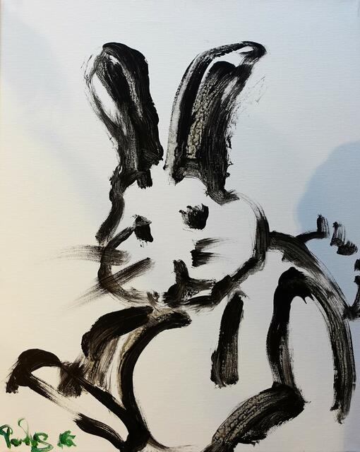 Der Osterhase vom Mundmaler Paulus Ploier mit dem Titel "Kann ich loslegen mit meinen Eiern?", Technik: Acryl auf Leinen, Größe: 40 cm x 50 cm, begeisterte nicht nur die Kinder. Auch die Erwachsenen erfreuten sich an diesem Kunstwerk. | Foto: Künstler (Mundmaler) Paulus Ploier, www.paulus-art.at