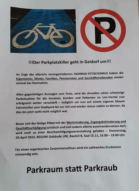 Mit harten Worten wird zum Widerstand gegen die Sanierungsarbeiten in der Heinrichstraße aufgerufen. | Foto: Privat