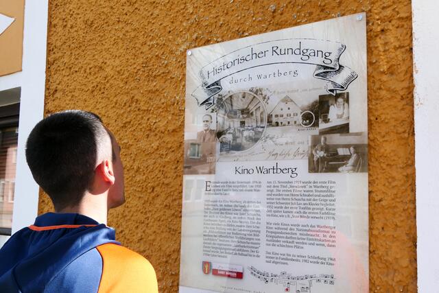 Das Kino Wartberg: Eine der Schautafeln vom historischen Rundgang.