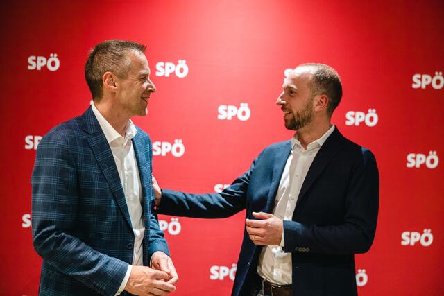 Landesparteivorsitzender David Egger (re.) und sein Stellvertreter Peter Eder (li.) sind im Verhandlungsteam der SPÖ.  | Foto: Arne Müseler