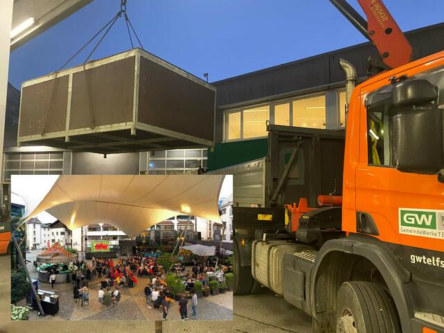 In dieser elf Kubikmeter großen Kiste hat die Zeltplane Platz, die seit 2002 in der Sommersaison den Wallnöfer-Platz vor Regen und praller Sonne schützt.  | Foto: Gemeindewerke Telfs