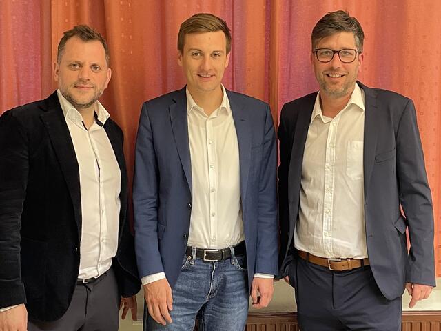 SPÖ-Landesgeschäftsführer Wolfgang Zwander, designierter Vorsitzender der SPÖ NÖ Sven Hergovich, SPÖ-Bezirksparteivorsitzender Christian Fischer. | Foto: Borsdorf