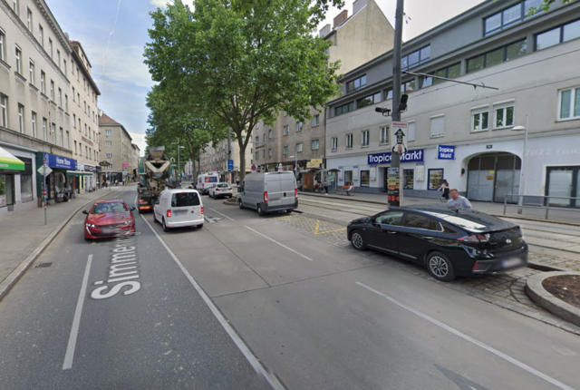 Drastische Szenen hielt ein Kameramann vom Sender "Puls24" am Montag in der Simmeringer Hauptstraße auf Film fest. Am Tag nach dem Vorfall gab es kritische Wortmeldungen vonseiten den Grünen und den Neos. | Foto: Screenshot Google Maps