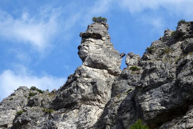 Zerklüftete Felsen säumen die Schlucht.